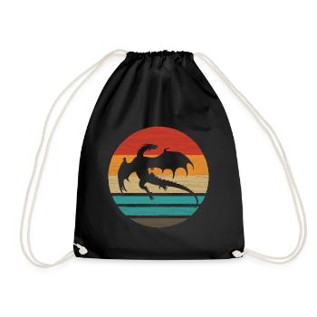Drache Retro Style Vintage - Turnbeutel - Schwarz - Vorne