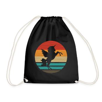 Einhorn Retro Style Vintage - Turnbeutel - Schwarz - Vorne