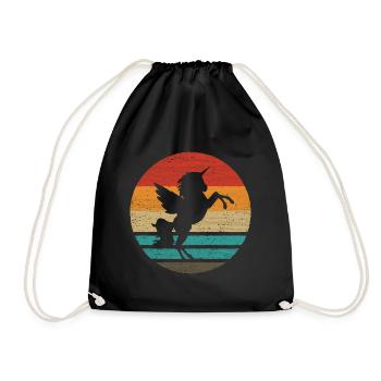 Einhorn Retro Style Vintage - Turnbeutel - Schwarz - Vorne