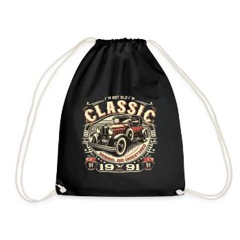 33rd Birthday Oldtimer 1991 NOT OLD CLASSIC - Drawstring Bag - black - Front