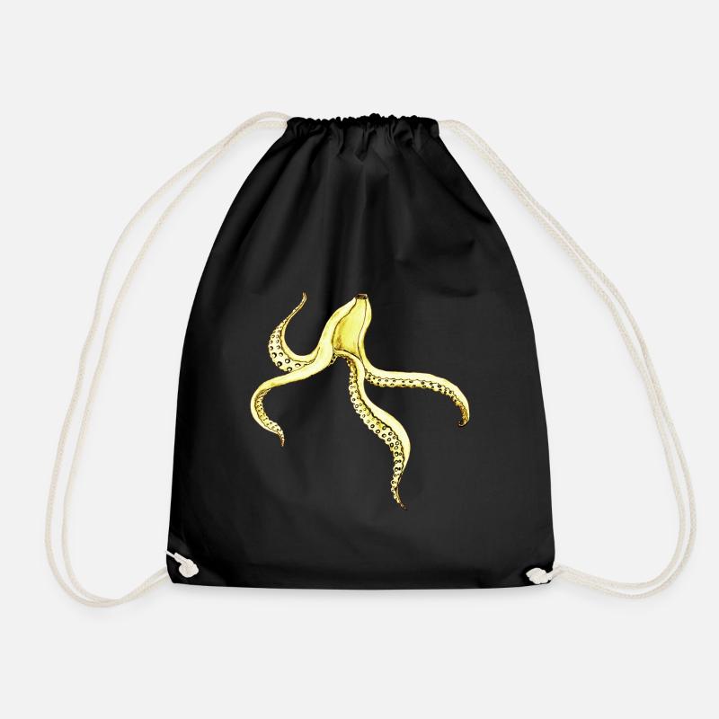 Octopus banana - Drawstring Bag - black