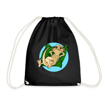 Bearded dragon cool on pillow reptile reptile - Drawstring Bag - black - Front