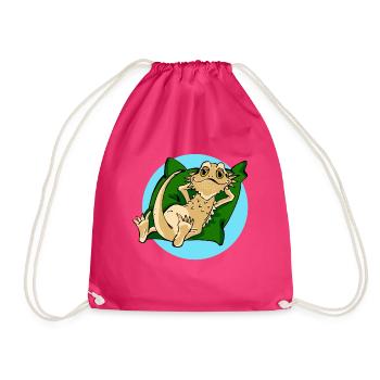 Bearded dragon cool on pillow reptile reptile - Drawstring Bag - fuchsia - Front