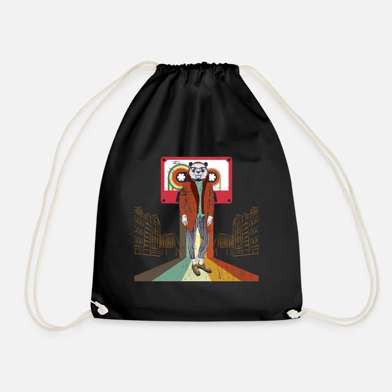 Funky panda - Drawstring Bag - black