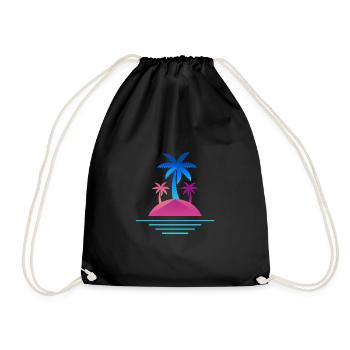 Insel Palmen Design Auszeit - Turnbeutel - Schwarz - Vorne