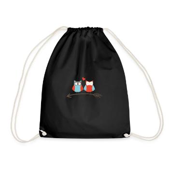 Owls who love each other. Owl i love you - Drawstring Bag - black - Front