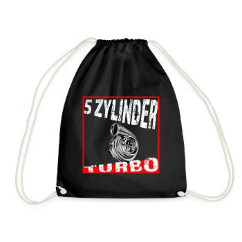 5 Zylinder Fünf Zylinder - Turnbeutel - Schwarz - Vorne