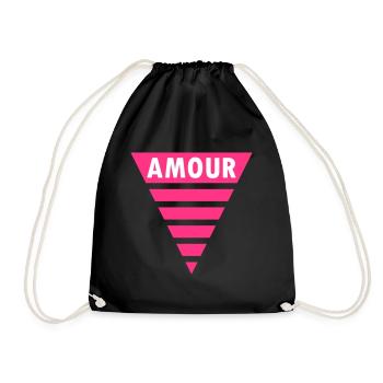 Amour im Dreieck (geteiltes Dreieck) - Turnbeutel - Schwarz - Vorne