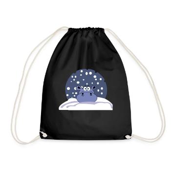 hippo snow winter cold kids gift kids kids - Drawstring Bag - black - Front