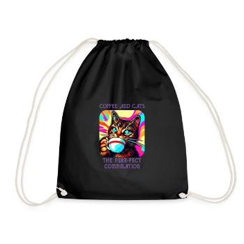 Crazy Catfeine: Café et chats en harmonie! - Sac de sport léger - noir - Devant