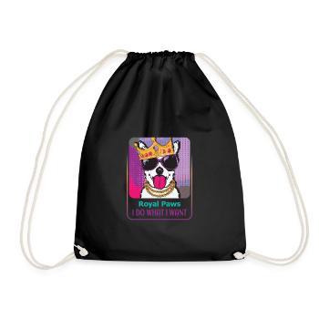 Stubborn Dog King - Drawstring Bag - black - Front