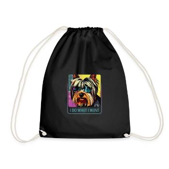 Stubborn Yorkie - Drawstring Bag - black - Front