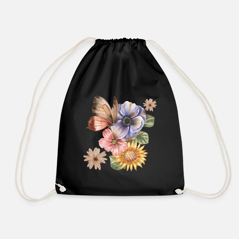 FLEURS & PAPILLON - Sac de sport léger - noir