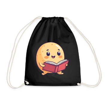 Happy Potato Reading a Book - Adorable Design - Drawstring Bag - black - Front