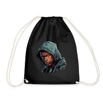Boxer in training before the fight in the ring - Drawstring Bag - black - Front