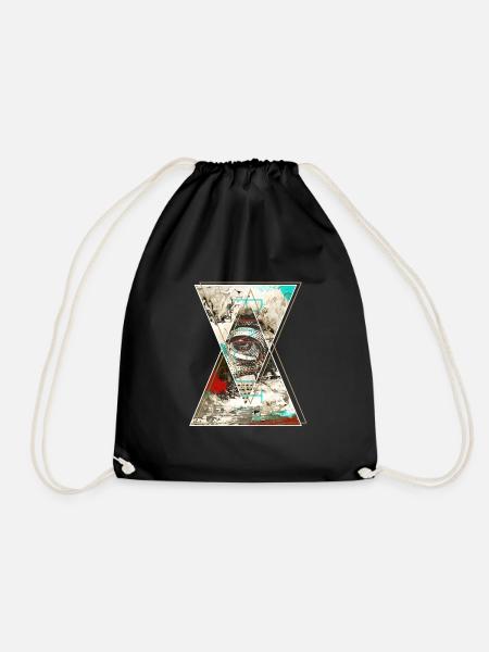 Eye Triangle Abstract - Drawstring Bag - black