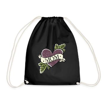 Mama Herz Tattoo - Turnbeutel - Schwarz - Vorne
