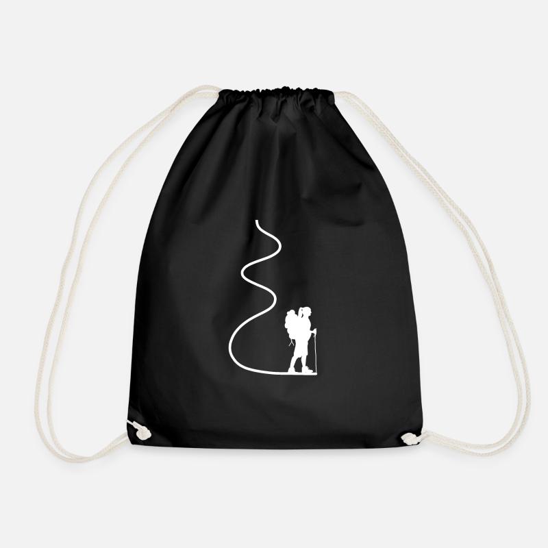 Hiker Hiking Mountains - Drawstring Bag - black