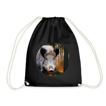 Hunting Hunter Wild Boar DEer Hunting - Drawstring Bag - black - Front