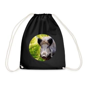 Hunting Hunter Wild Boar DEer Hunting - Drawstring Bag - black - Front