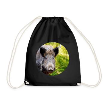 Hunting Hunter Wild Boar DEer Hunting - Drawstring Bag - black - Front
