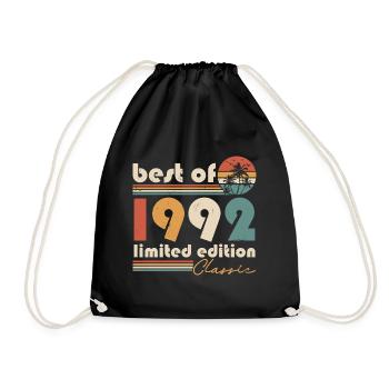 Best of 1992 Vintage Vintage Retro Birthday - Drawstring Bag - black - Front