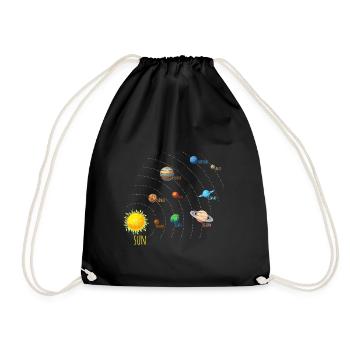 Solar System Planets and Sun on Enlgisch - Drawstring Bag - black - Front