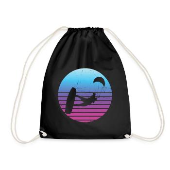 Kitesurfing Men's Kite Kite Kitesurf Kitesurfer - Drawstring Bag - black - Front