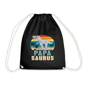 Papasaurus Fête des Pères Dinosaure T-Rex Idée Cadeau - Sac de sport léger - noir - Devant