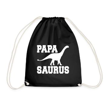 Papasaurus Fête des Pères Dinosaure T-Rex Idée Cadeau - Sac de sport léger - noir - Devant