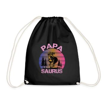 Papasaurus Fête des Pères Dinosaure T-Rex Idée Cadeau - Sac de sport léger - noir - Devant