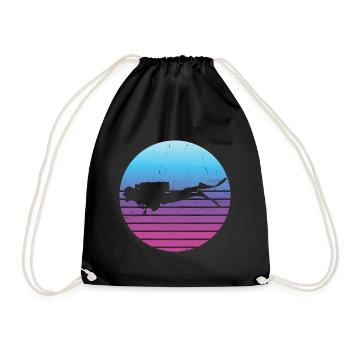 Diver Free Dive Men Scuba Diving Diving - Drawstring Bag - black - Front