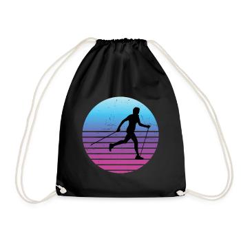 Damen Herren Walker Nordic Walker Walken Walking - Turnbeutel - Schwarz - Vorne