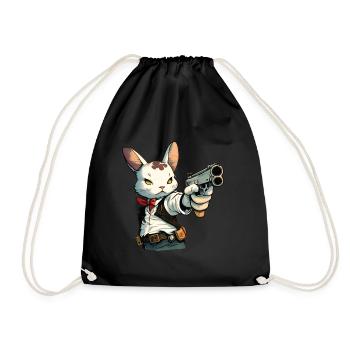 Revolver lapin avec des vêtements de cow-boy - Sac de sport léger - noir - Devant