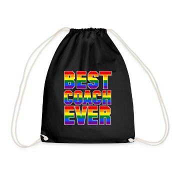 BEST COACH EVER - GAY PRIDE - LGBT - RAINBOW - Turnbeutel - Schwarz - Vorne