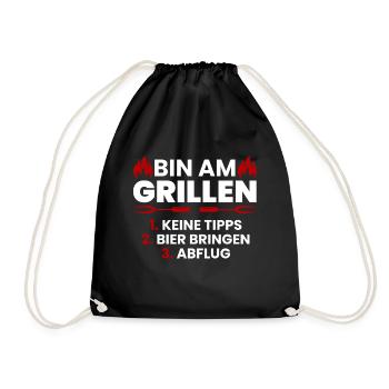 Bin am Grillen! - Turnbeutel - Schwarz - Vorne