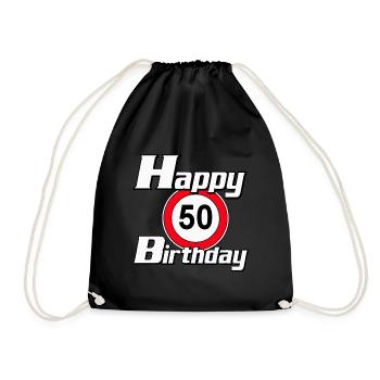 50th Birthday , 50 Years , Happy Birthday 50 (25) - Drawstring Bag - black - Front