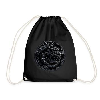 Monochromer Mythos: Schwarzer Drache - Turnbeutel - Schwarz - Vorne