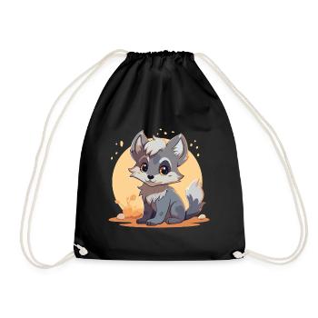 Sitting fluffy puppy dog - Drawstring Bag - black - Front