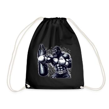 Boxender Gorilla - Turnbeutel - Schwarz - Vorne