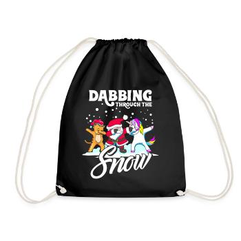 Dabbing Santa Dab Katze Einhorn Weihnachten - Turnbeutel - Schwarz - Vorne