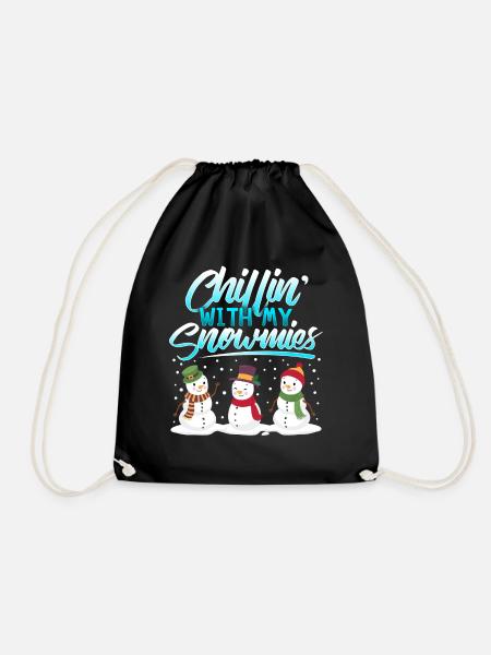 Schneemann Chillen Winter Weihnachten Geschenk - Turnbeutel - Schwarz