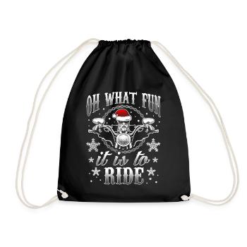 Motorcyclist biker Santa Christmas gift - Drawstring Bag - black - Front