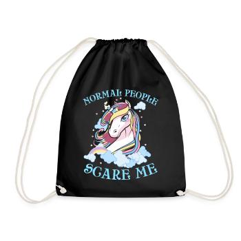 Einhorn Geschenk Normal People Scare Me - Drawstring Bag - black - Front