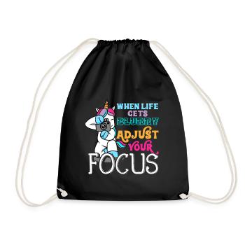 Unicorn photographer photographer gift camera - Drawstring Bag - black - Front
