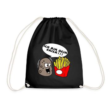 Star potato pommes frites wars father gift - Drawstring Bag - black - Front