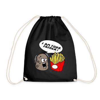 Star potato pommes frites wars father gift - Drawstring Bag - black - Front