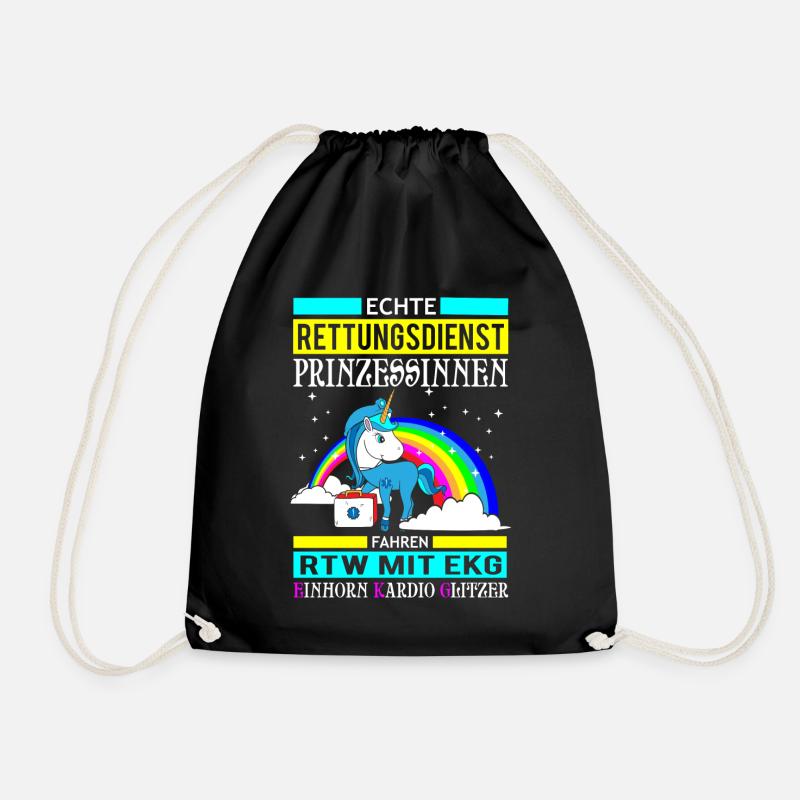 Rettungsdienst Prinzessin Einhorn Geschenk - Turnbeutel - Schwarz