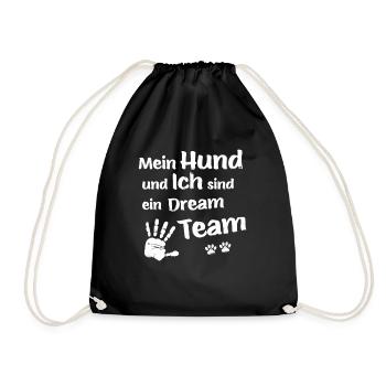 Mein Hund und ich sind ein Dream Team - Hundepfote - Turnbeutel - Schwarz - Vorne