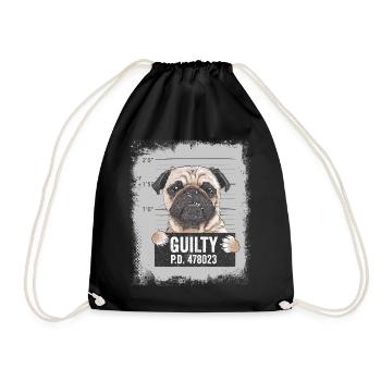 Pug dog funny gift funny animals - Drawstring Bag - black - Front
